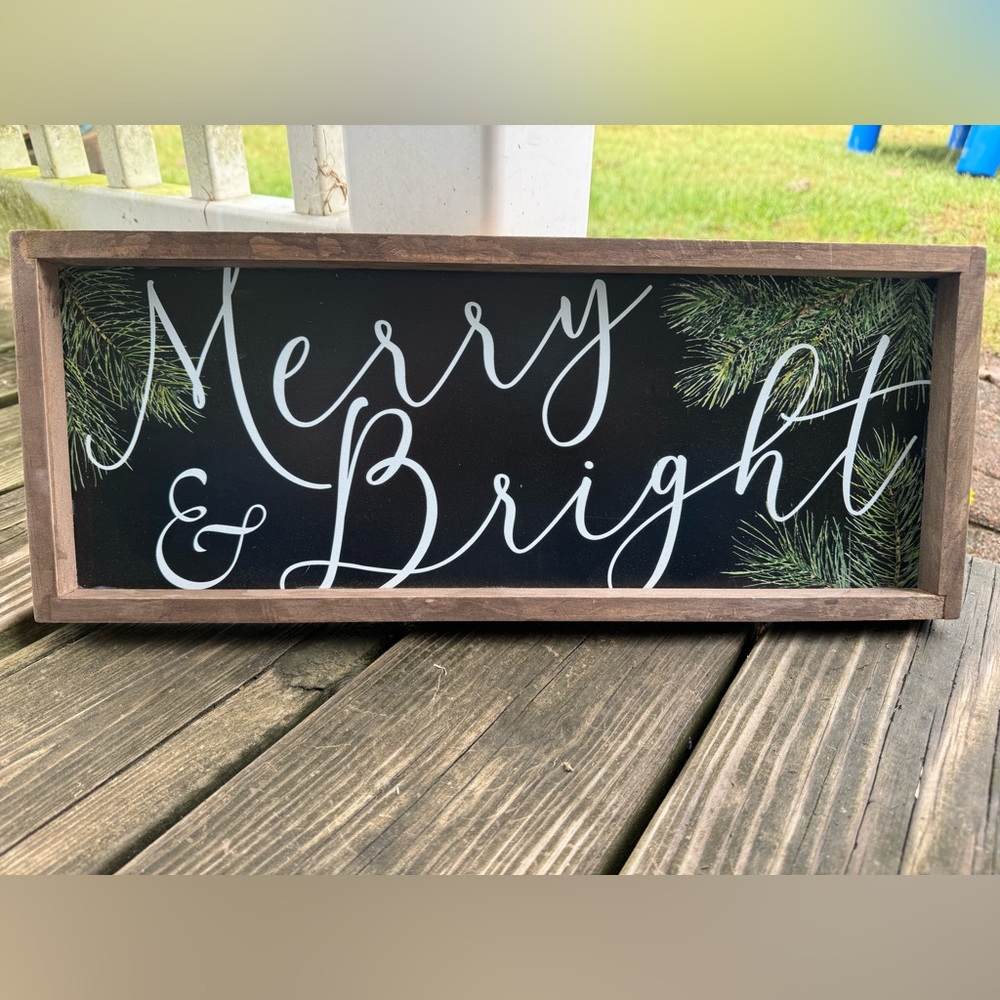 Merry and Bright Wood Christmas Sign